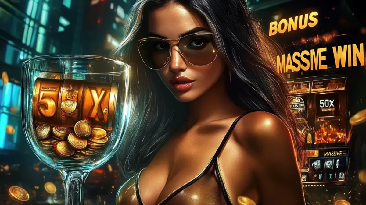 Saheb88 massive win bonus woman sunglasses wine glass