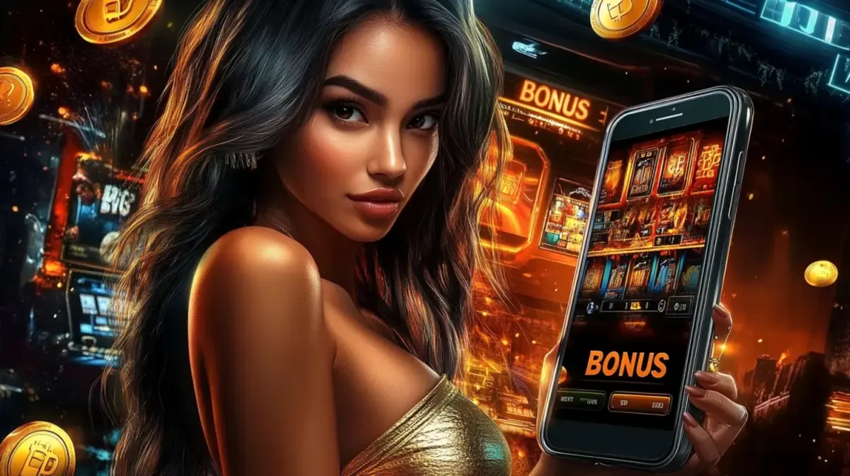Saheb88 casino slots bonus woman golden dress mobile